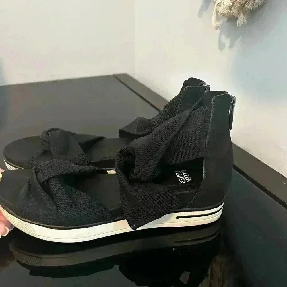Eileen Fisher Zanya Black Mesh Womens Sneaker Sandal 6.5